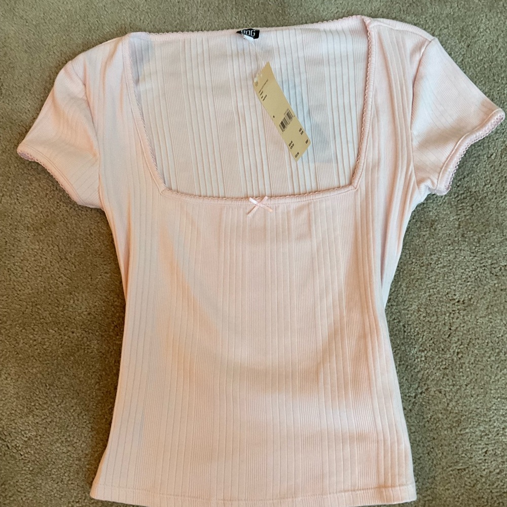 BDG Light Pink Ribbed Blouse